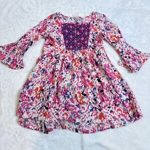 Tucker & Tate Multicolor Embroidered Bell Sleeve Dress Lottle Girls Size 5